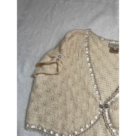 Vintage Karen Millen Knit Cropped Cardigan  Coquette Feminine Y2K Womans Large - Picture 12 of 15